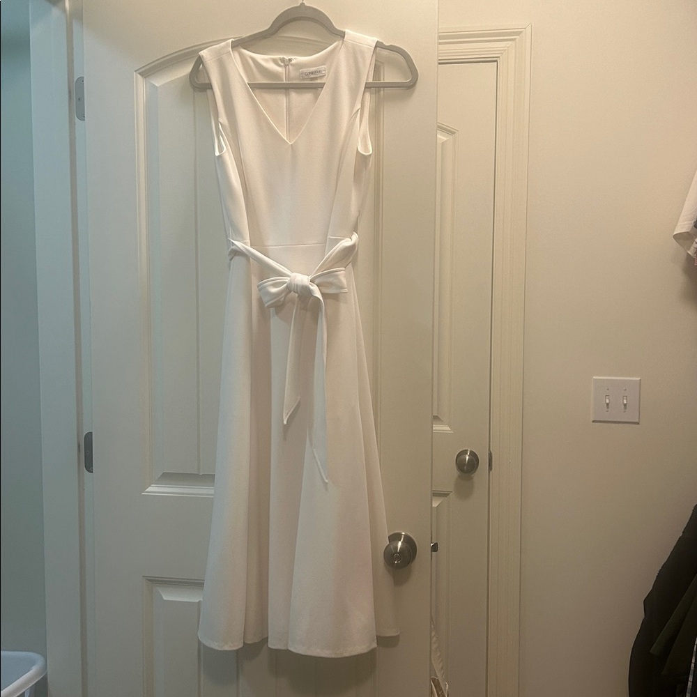Calvin Klein White Textured Dress